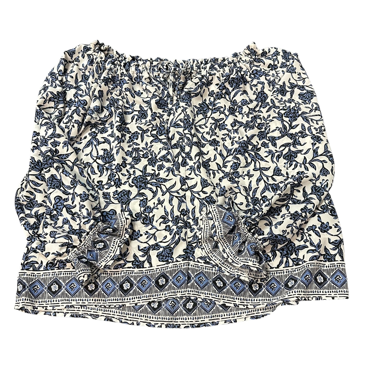 WHITE NAVY FLORAL OFF SHOULDER BLOUSE 225 MEDIUM