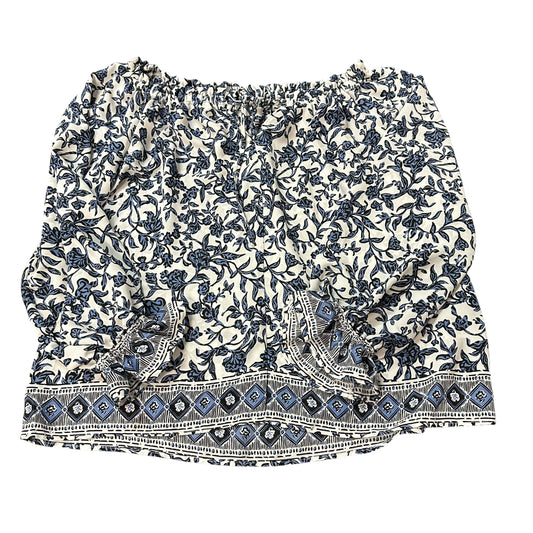 WHITE NAVY FLORAL OFF SHOULDER BLOUSE 225 MEDIUM