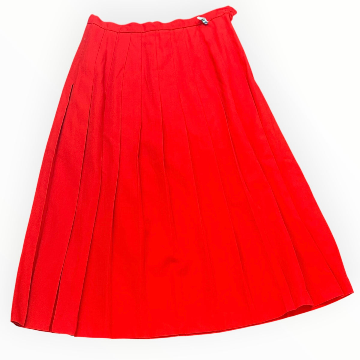 VINTAGE WOOL BLEND RED PLATED MIDI SKIRT 100 SMALL