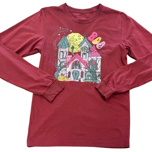 HAUNTED HOUSE MAROON LONG SLEEVE 100 NWOT SMALL