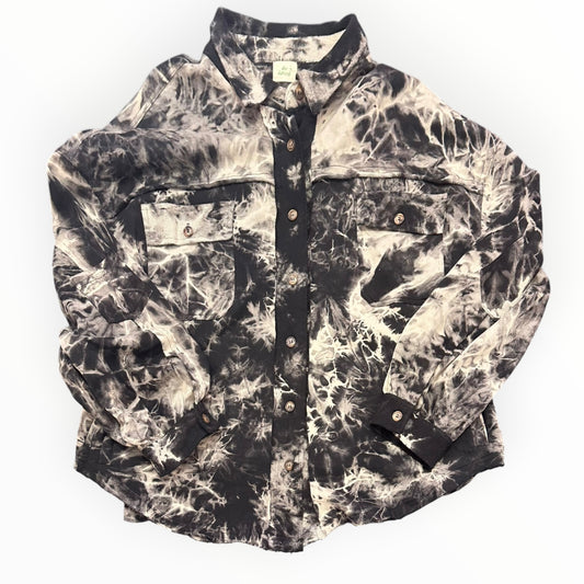BLUE BUTTERCUP BLACK WHITE TIE DYE SHACKET 100 MEDIUM