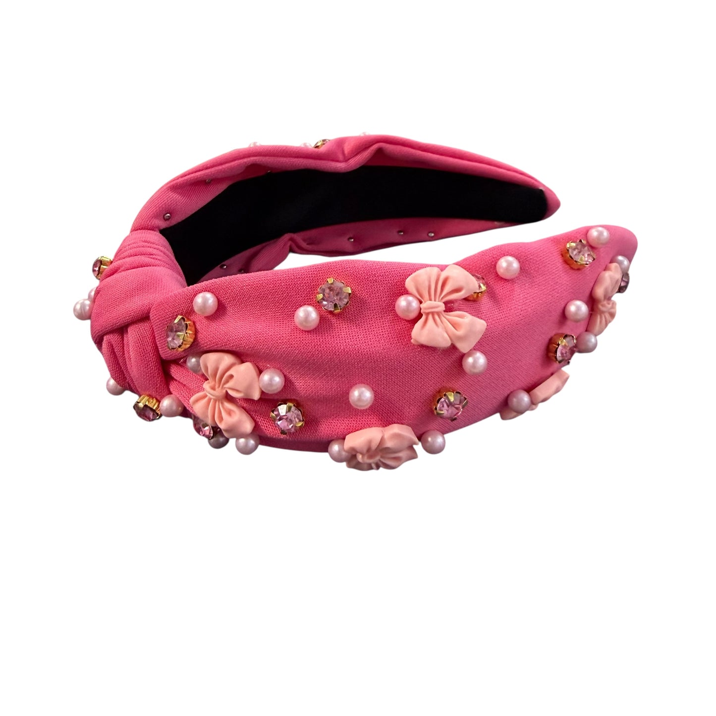 PINK HEADBAND BOWS PEARLS RHINESTONES 100 OS