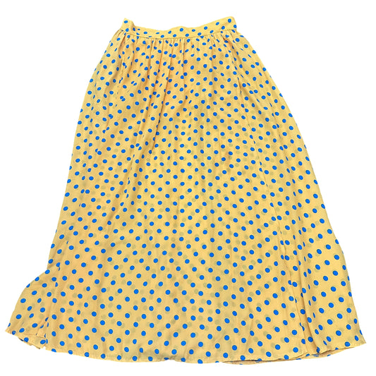 YELLOW BLUE POLKA DOT SKIRT SIDE ZIPPER 84 MEDIUM
