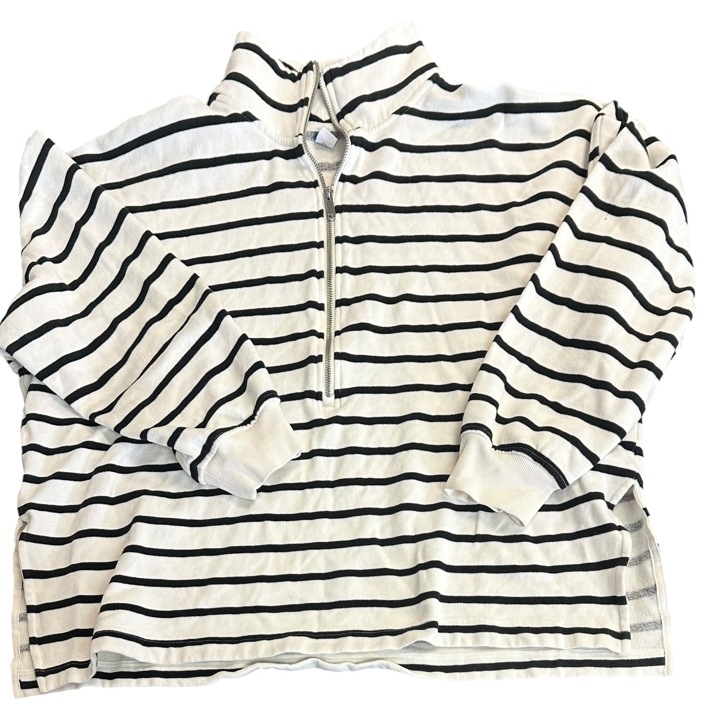 OLD NAVY WHITE BLACK STRIPED QUARTER ZIP 100 2X