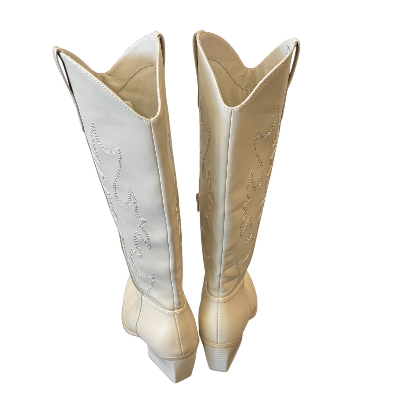 MADDEN GIRL BEIGE FAUX LEATHER COWBOY BOOTS 100 SZ 9