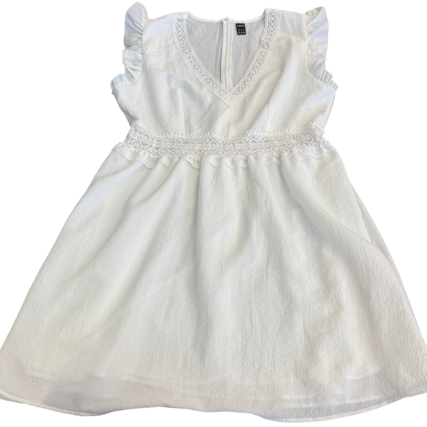 SHEIN WHITE DRESS FLUTTER SLEEVES CROCHET 100 XL