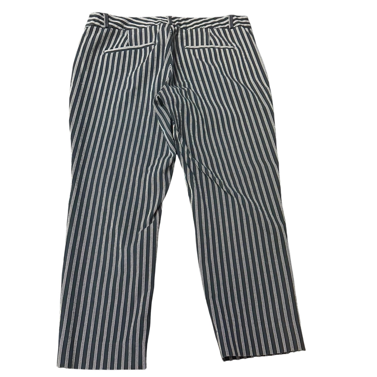 BANANA REPUBLIC NAVY WHITE STRIPED TROUSERS SLOAN CROP 230 SZ 12