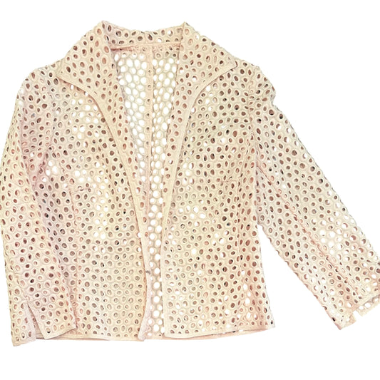 LIGHT PINK LASERCUT EYELET OPEN BLAZER 100 SMALL