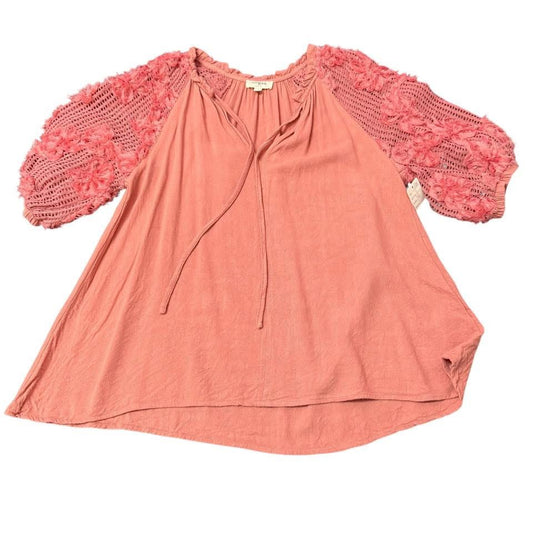 UMGEE PINK BLOUSE FLORAL PUFF SLEEVE 124 SMALL