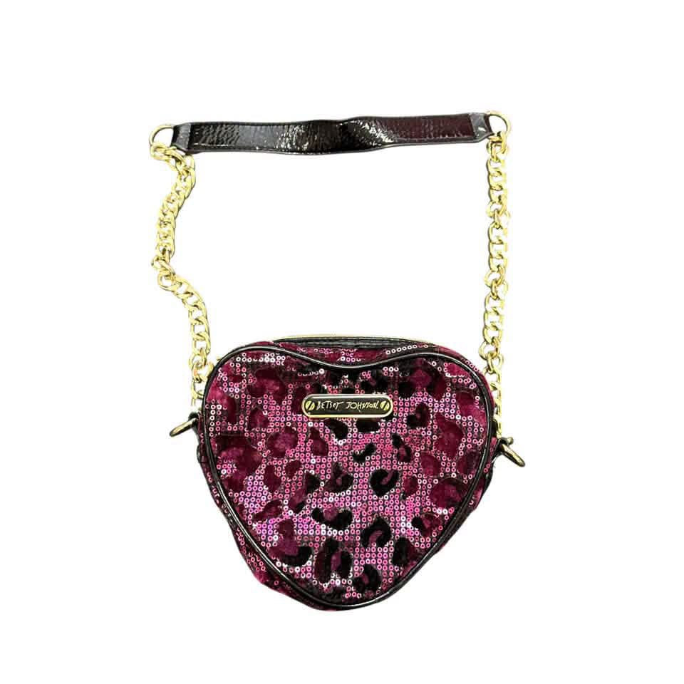 BETSEY JOHNSON HEART PURSE SEQUINS ANIMAL PRINT 289