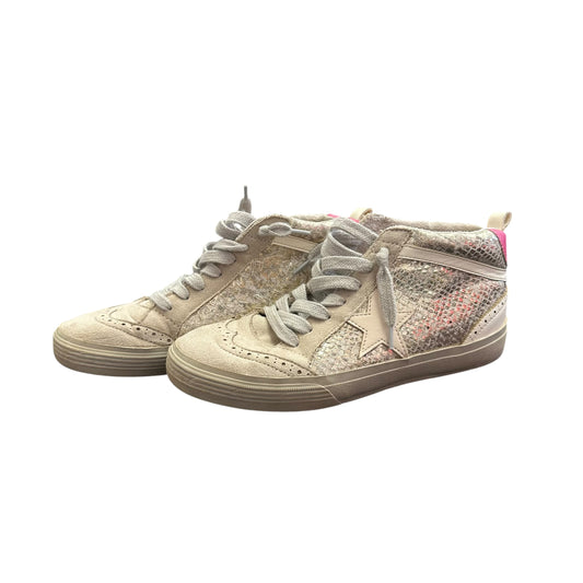 SHU SHOP PAULINA HIGH TOP SNEAKERS GOLD SNAKE SKIN 27 SZ 7.5