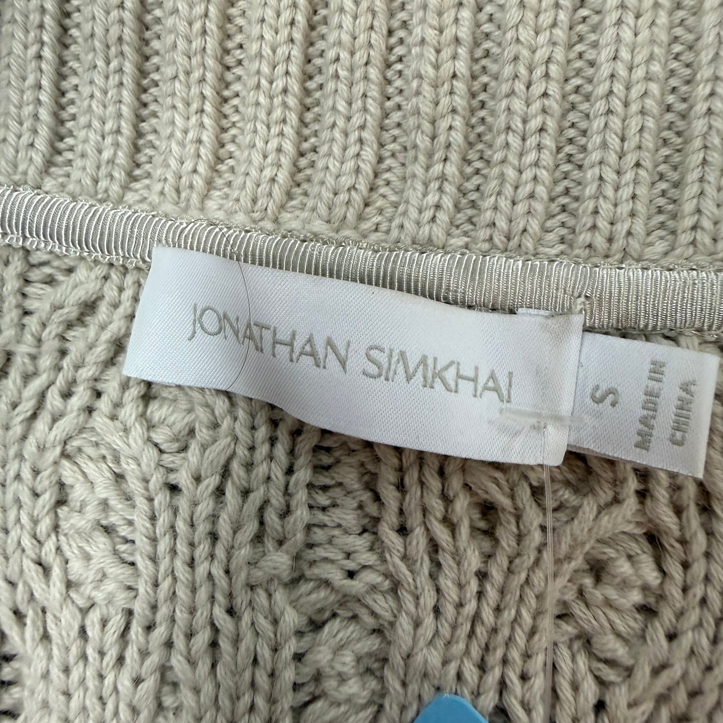 JONATHAN SIMKHAI ANINA FISHERMAN CARDIGAN STONE WOOL COTTON NO BELT 6 SMALL