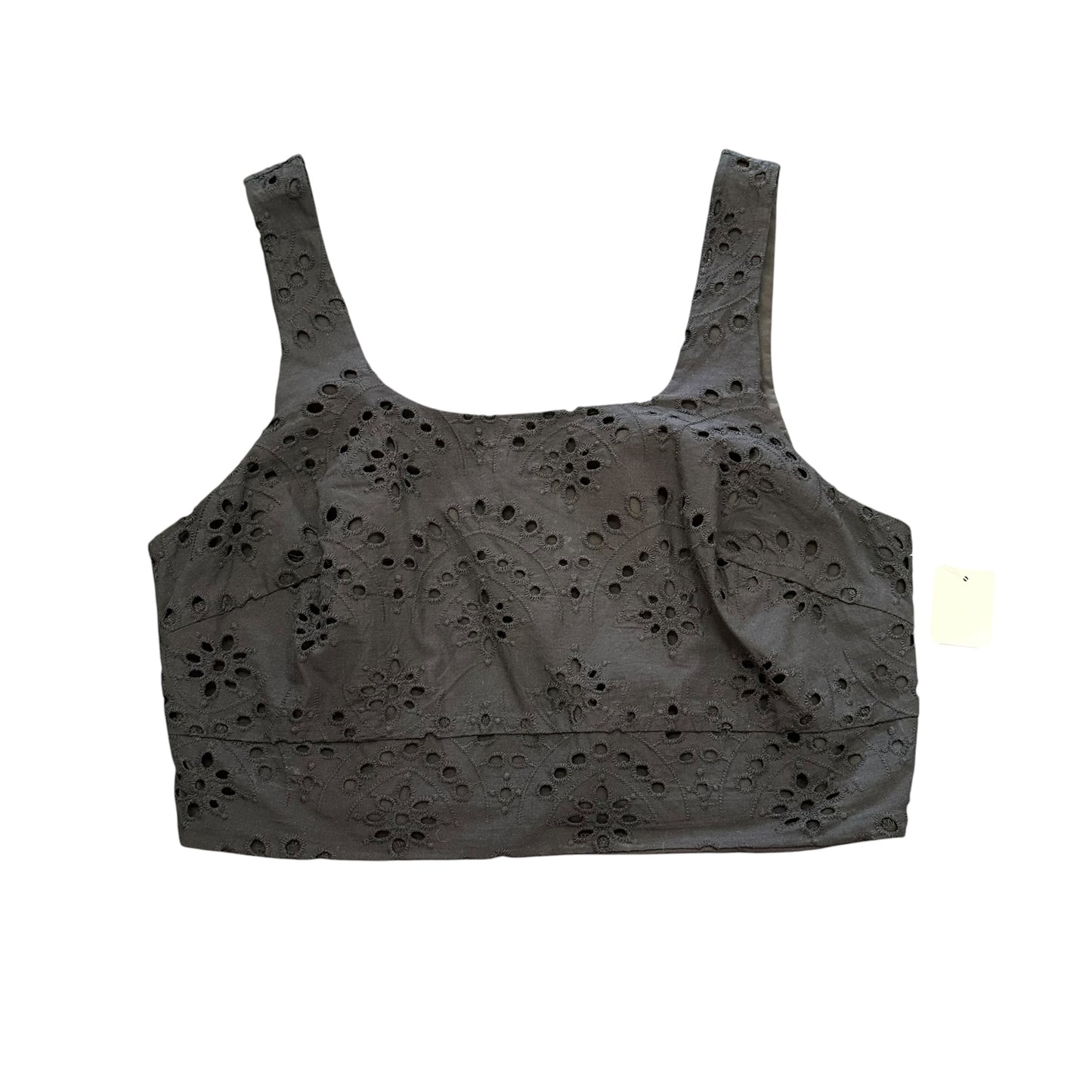 JOIE BLACK EYELET CROP TOP BLOUSE 122 MEDIUM