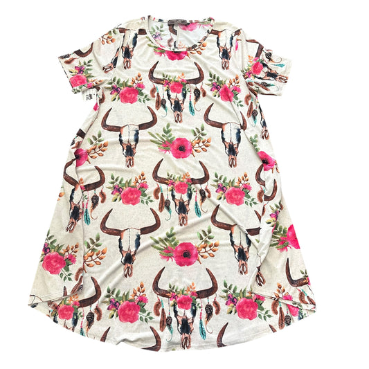L&B BEIGE WESTERN FLORAL DRESS 272 LARGE
