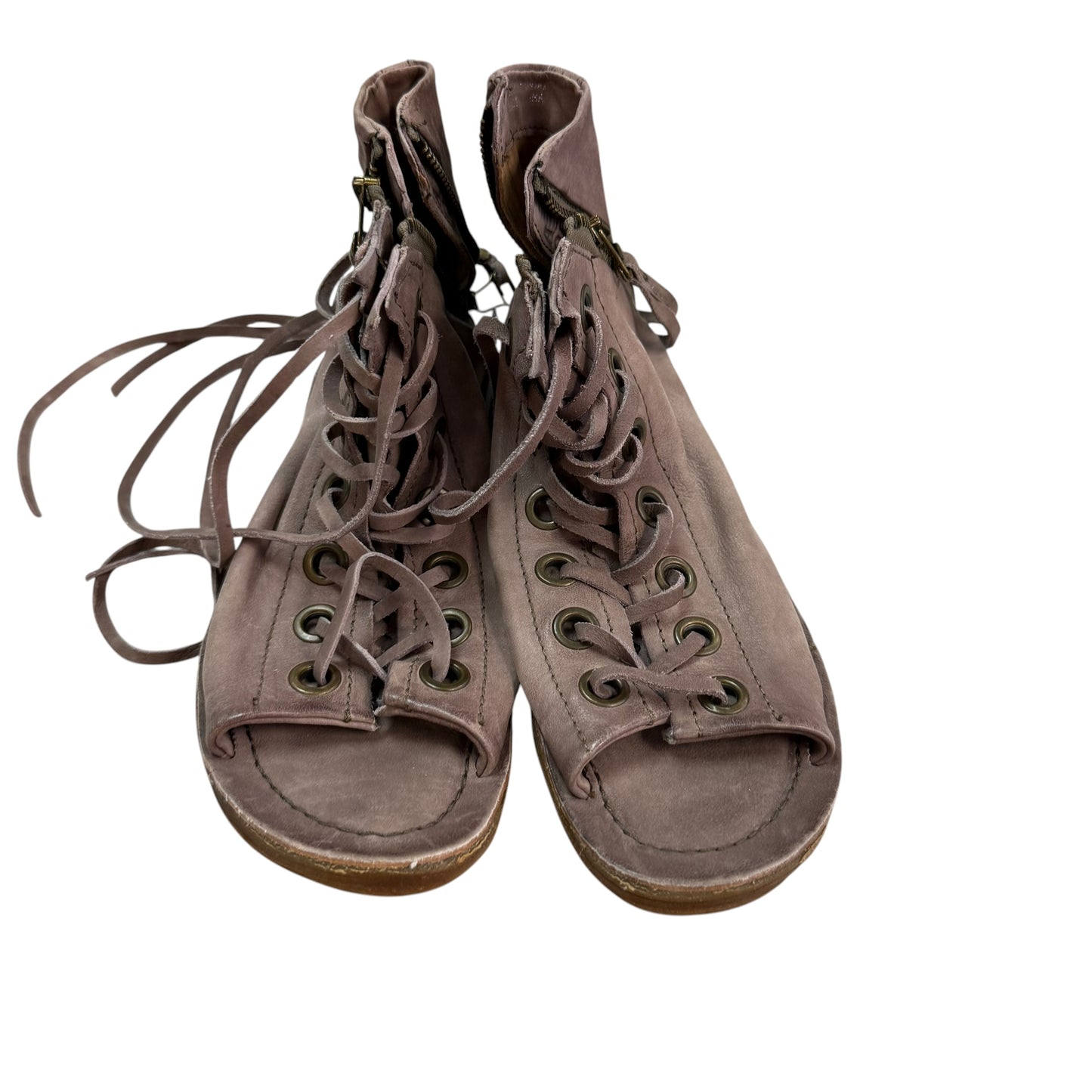 AS 98 TAUPE LEATHER RHETT LACE UP SANDALS NWOT 100 SZ 7