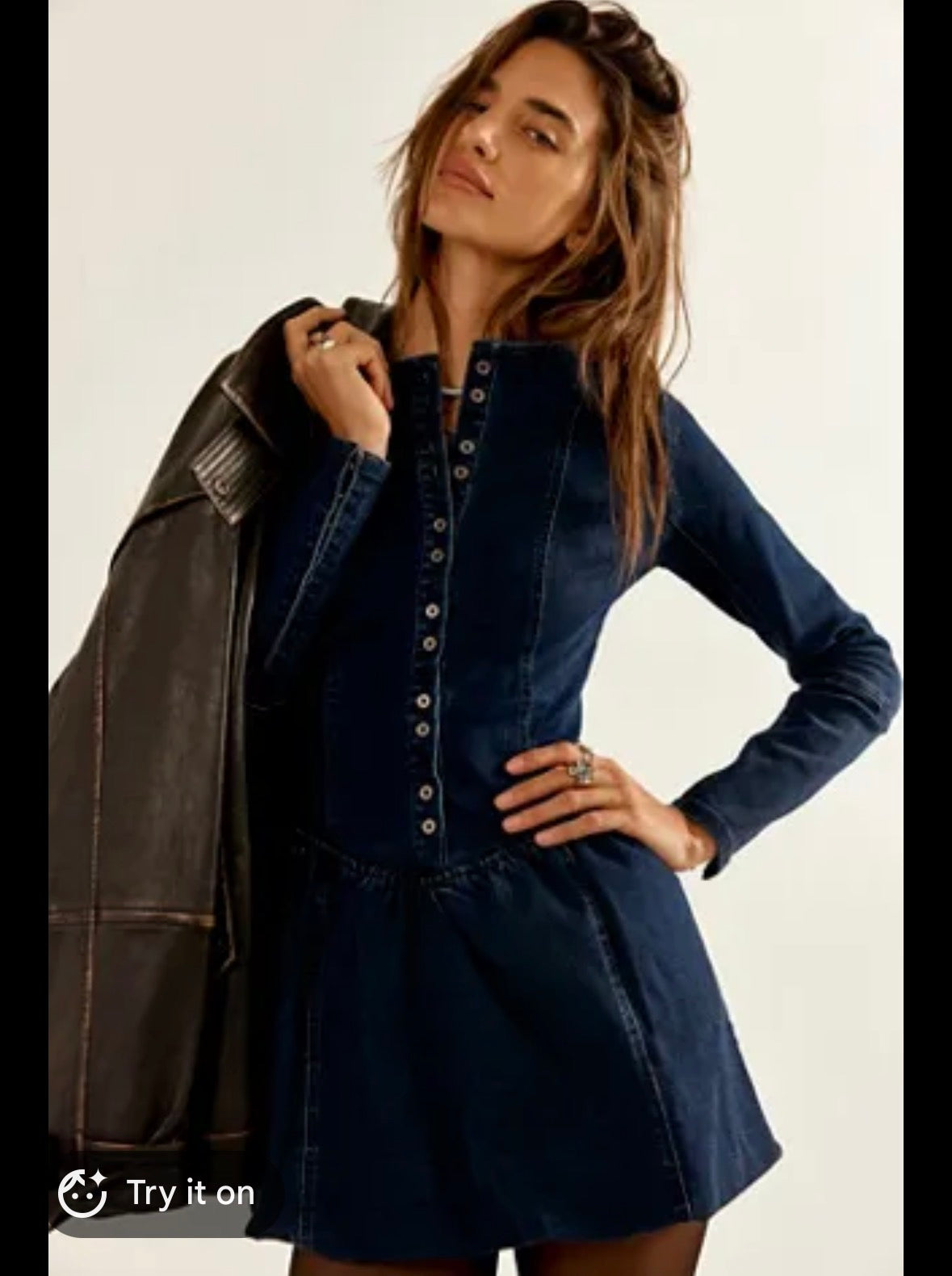 WE THE FREE FREE PEOPLE KENT DRESS BLUE DENIM NWT 26 LARGE