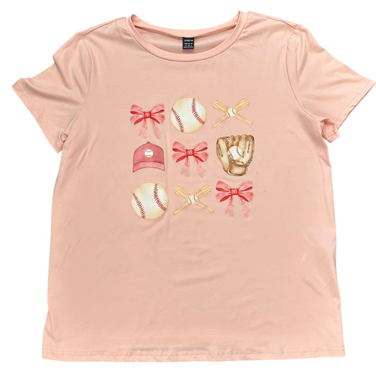 SHEIN PINK BASEBALL TSHIRT 14 MEDIUM