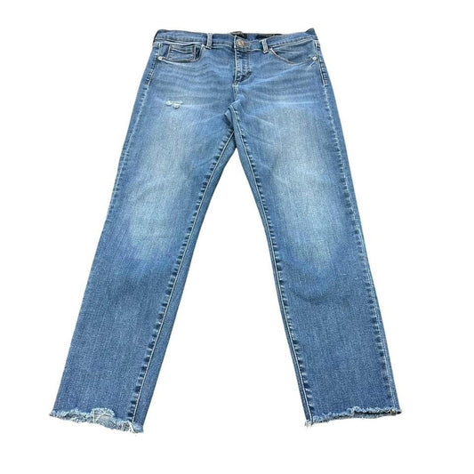 BANANA REPUBLIC SKINNY BLUE DENIM JEANS RAW HEM 100 SZ 10/30