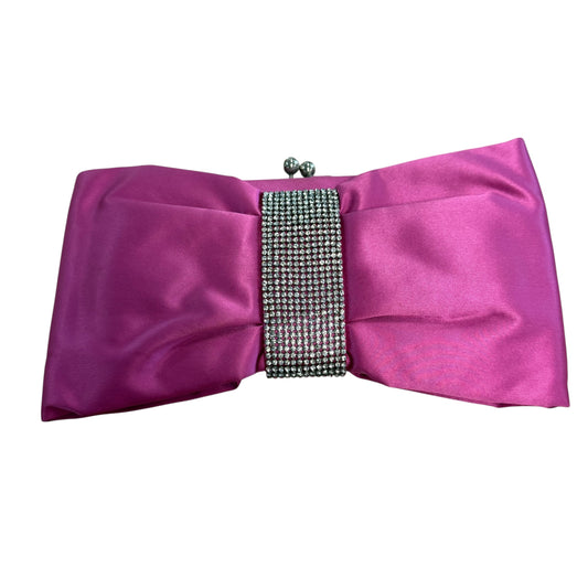 FRANCHI PINK SATIN BOW HANDBAG RHINESTONE 249