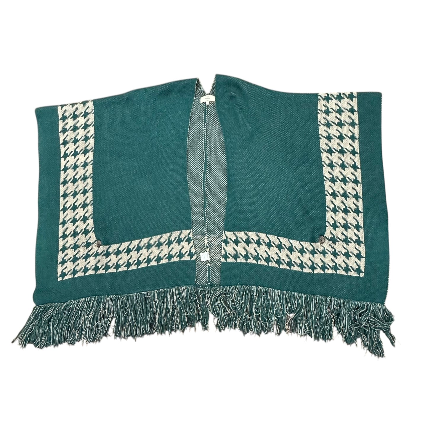 ENTRO GREEN TAN KNIT SHAWL TASSELS 206 ONE SIZE