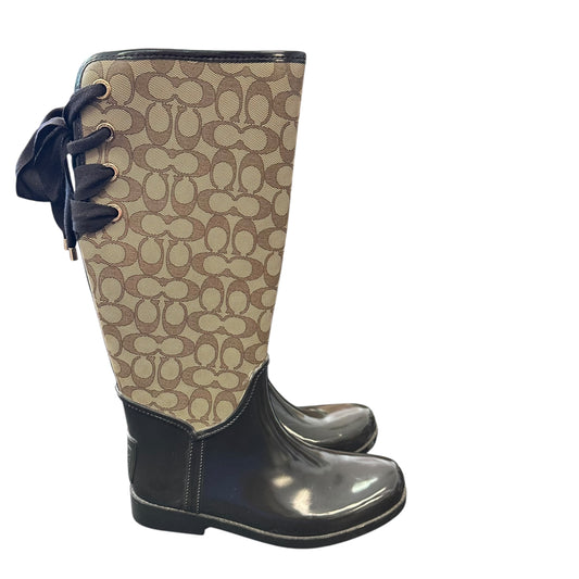 COACH TRISTEE SIGNATURE CORSET RAIN BOOTS 289 SZ 9