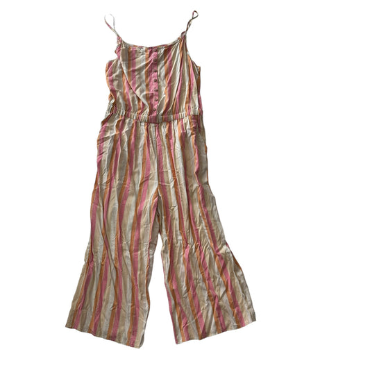 MATILDA JANE - PINK/ORANGE STRIPED ROMPER - LARGE - 100