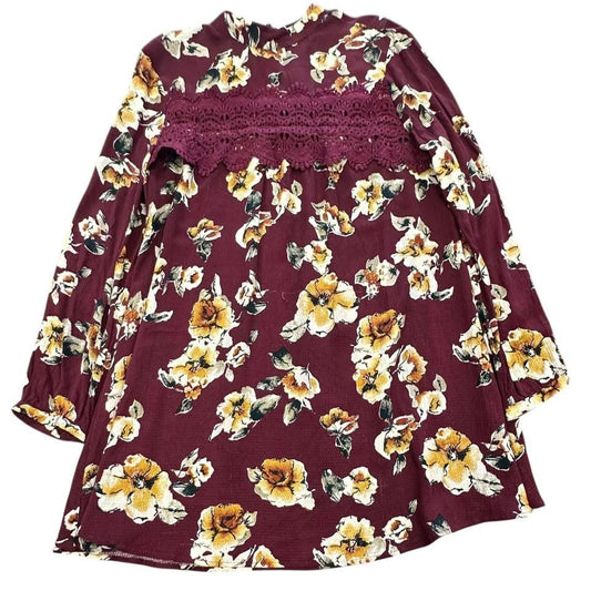 BLU PEPPER MAROON FLORAL SWING DRESS 120 LARGE