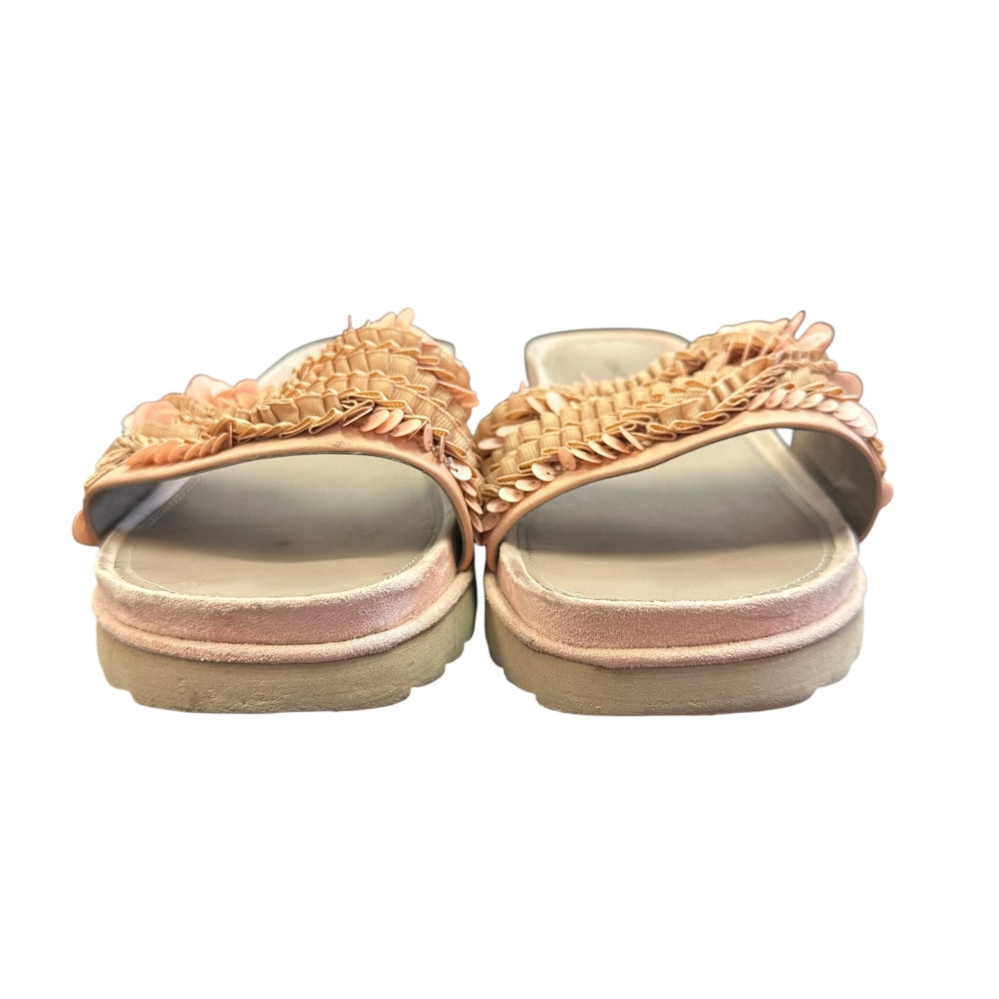 DONALD PLINER SLIP ON SANDALS BEIGE SEQUINS BEADS 276 SZ 10