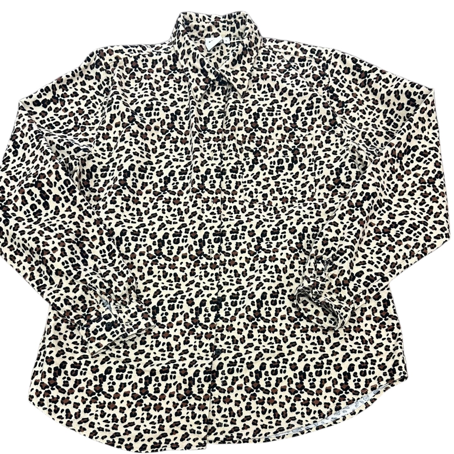 BLING A GOGO ANIMAL PRINT SNOWMAN BUTTON UP BLOUSE 39 LARGE