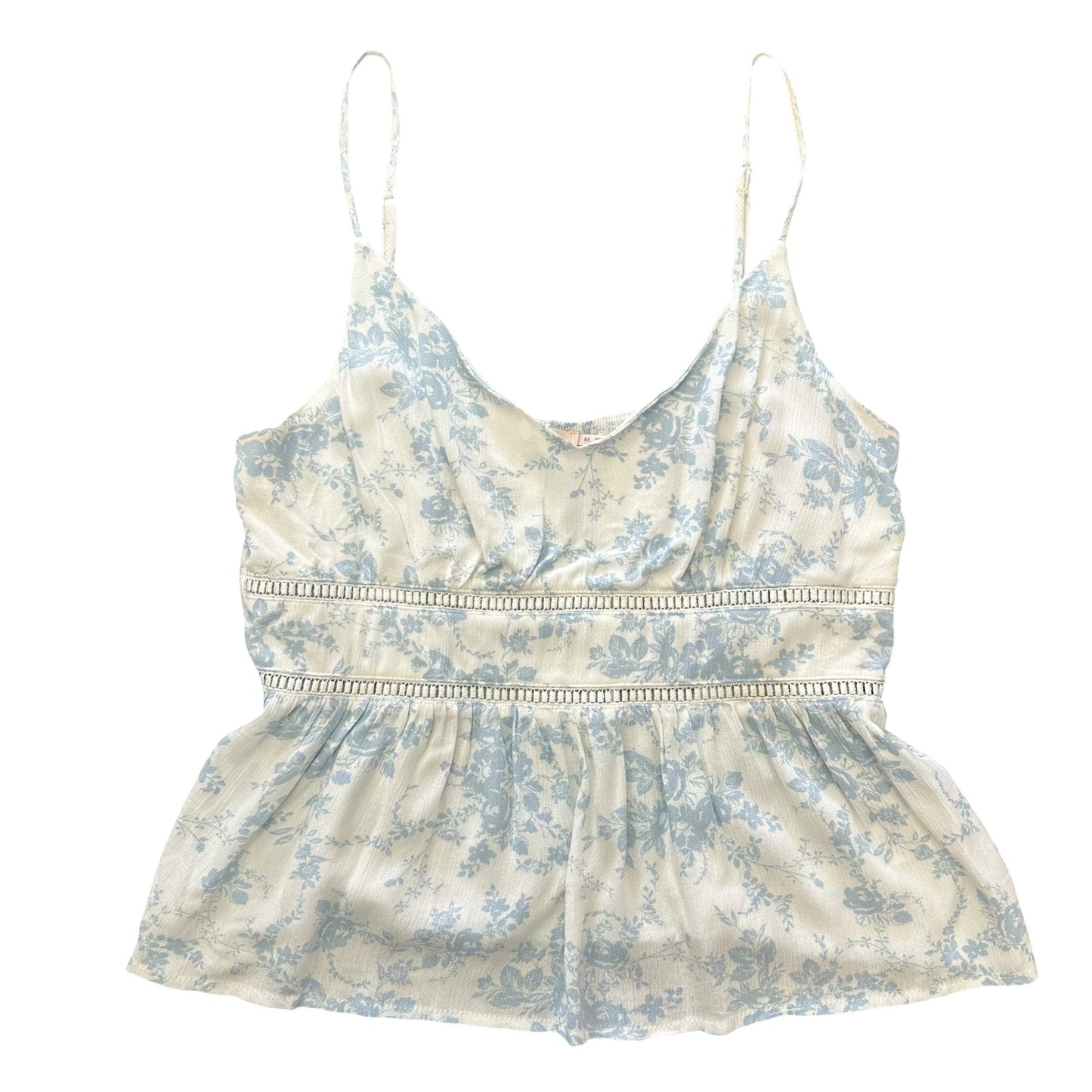 MI AMI FLORAL BLUE WHITE SLEEVESS BLOUSE 158 MEDIUM