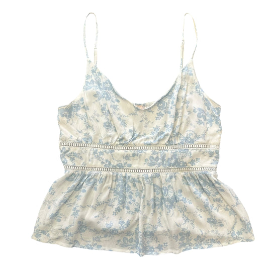 MI AMI FLORAL BLUE WHITE SLEEVESS BLOUSE 158 MEDIUM