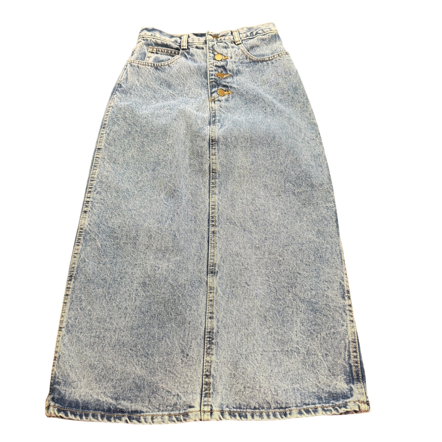 FULL LENGTH BLUE JEAN DENIM SKIRT BUTTON FLY 100 SZ 5