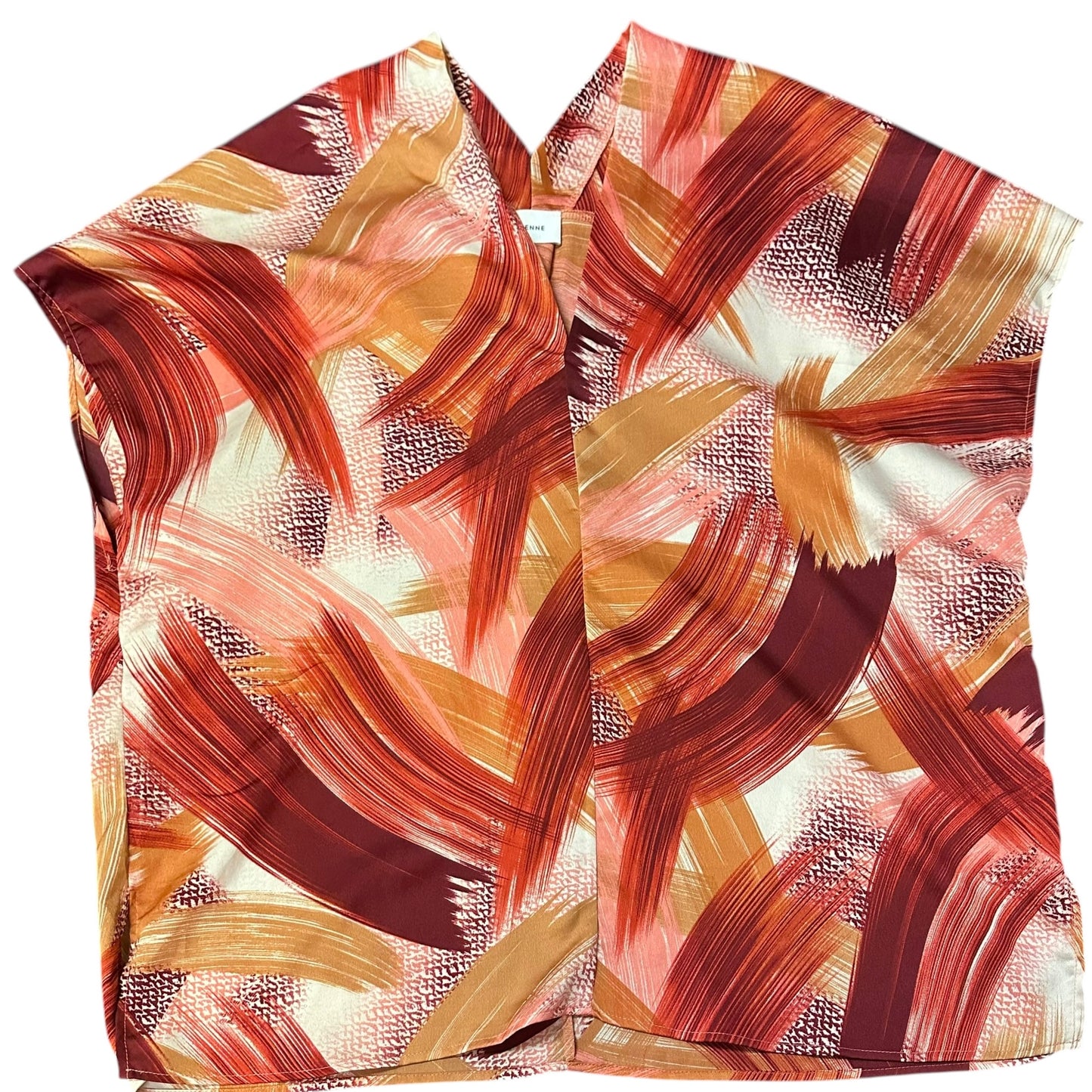 ADRIENNE RUST PINK WHITE PAINT BRUSH STROKE BLOUSE 279 MEDIUM