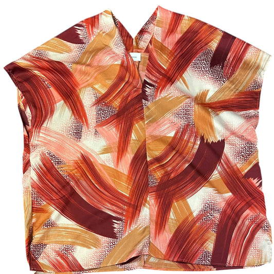ADRIENNE RUST PINK WHITE PAINT BRUSH STROKE BLOUSE 279 MEDIUM
