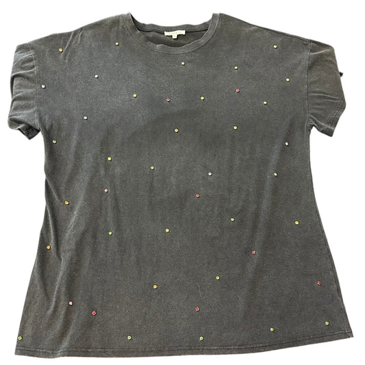 BAEVELY BLACK OVERSIZED SHIRT MULTICOLOR RHINESTONES 100 MEDIUM