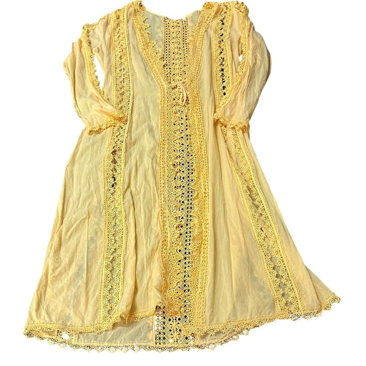 BOSTON PROPER YELLOW EMBROIDERED DUSTER 276 LARGE