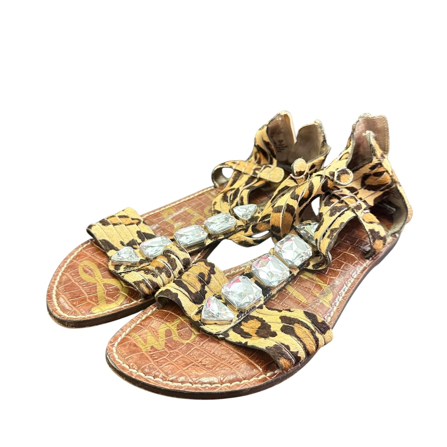 SAM EDLEMAN LEATHER RHINESTONE SANDALS 219 SZ 9.5