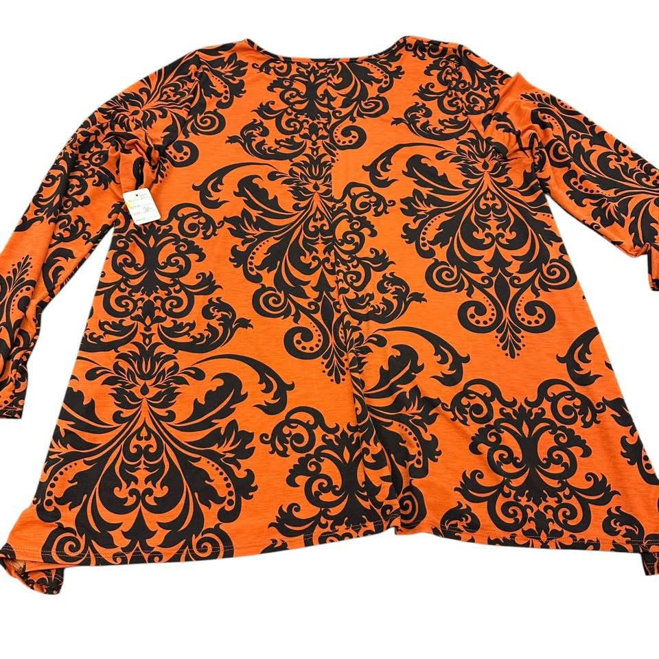 ORANGE BLACK TUNIC BLOUSE LONG SLEEVES 227 3XL