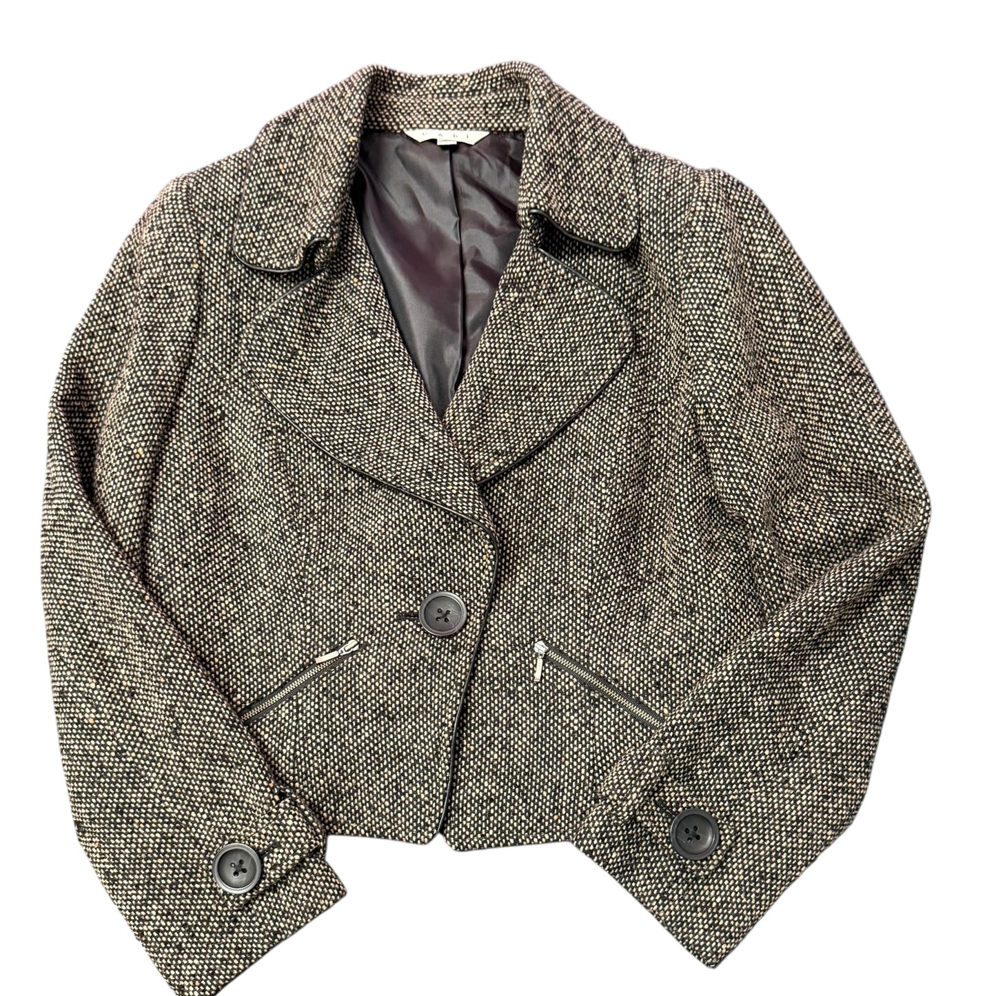 CABI TWEED WOOL BLEND MOTO JACKET 249 SMALL