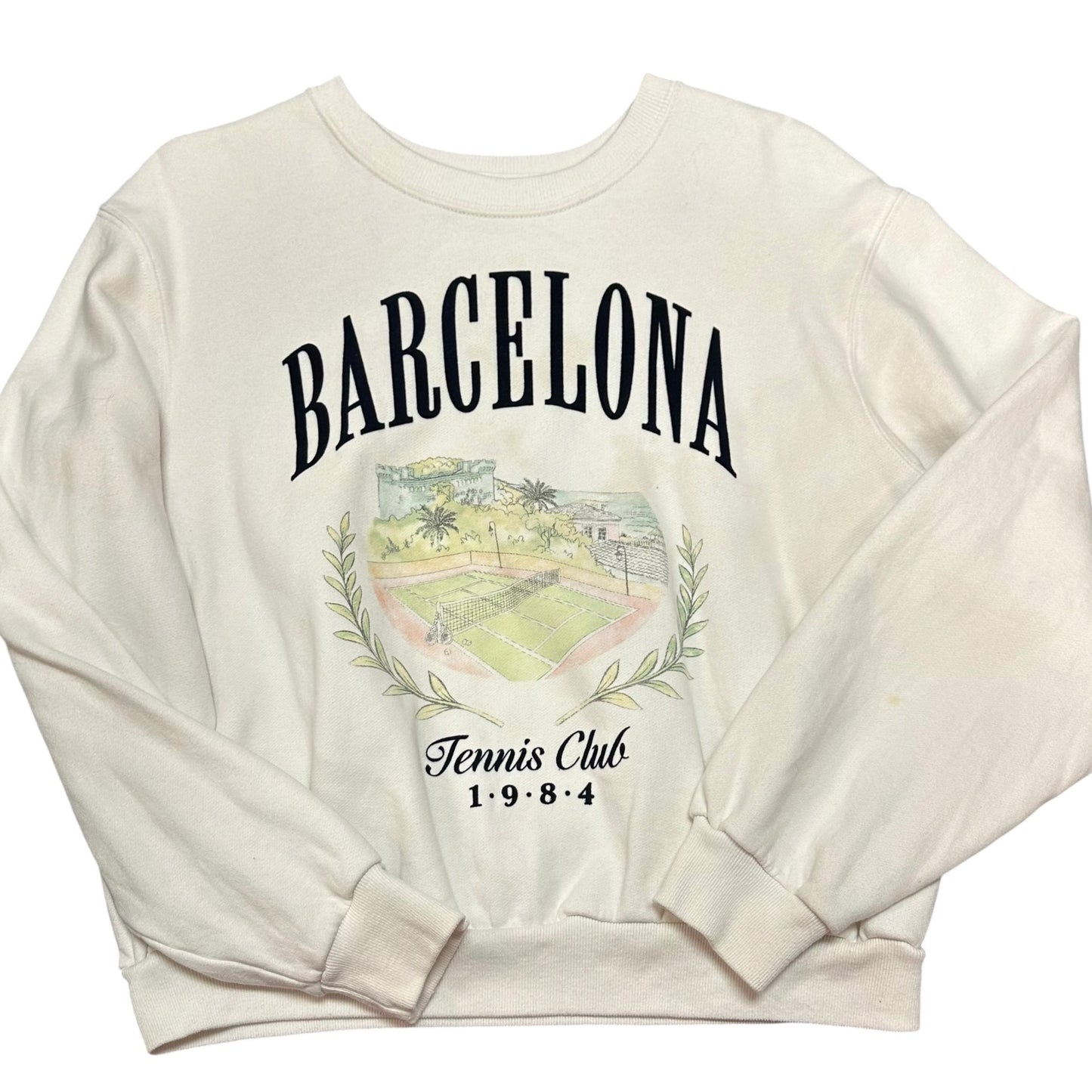 HOLLISTER BARCELONA WHITE CROP SWEATSHIRT 122 XS