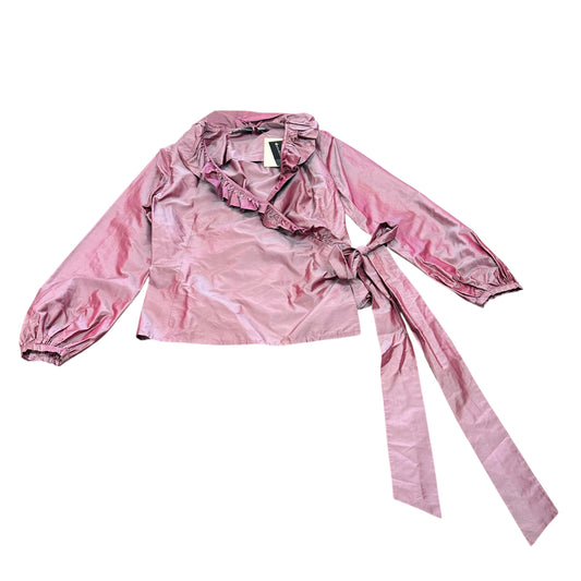 DANA BUCHMAN PURPLE SILK BLOUSE VINTAGE 100 SZ 16 *SPOT