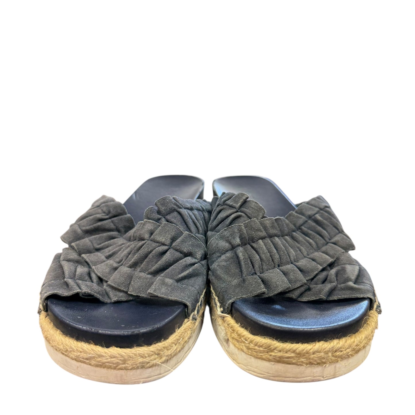 1.STATE SALYN RUFFLE SUEDE ESPADRILLE SLIDE SANDALS NAVY SZ 8.5