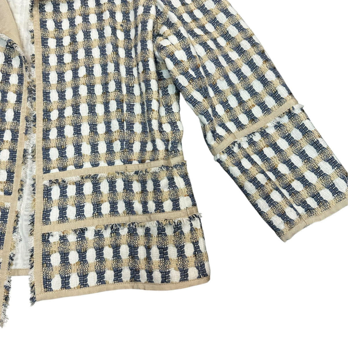 LAFAYETTE 148 TWEED BLAZER BEIGE BLUE GOLD 38 MEDIUM