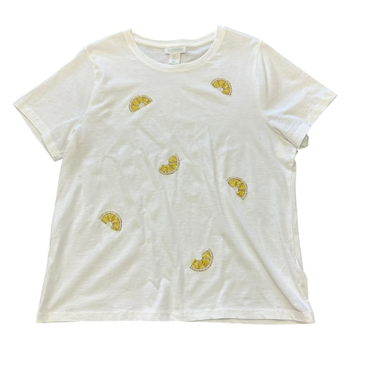 CYNTHIA ROWLEY WHITE TEE LEMONS BEADED 158 LARGE