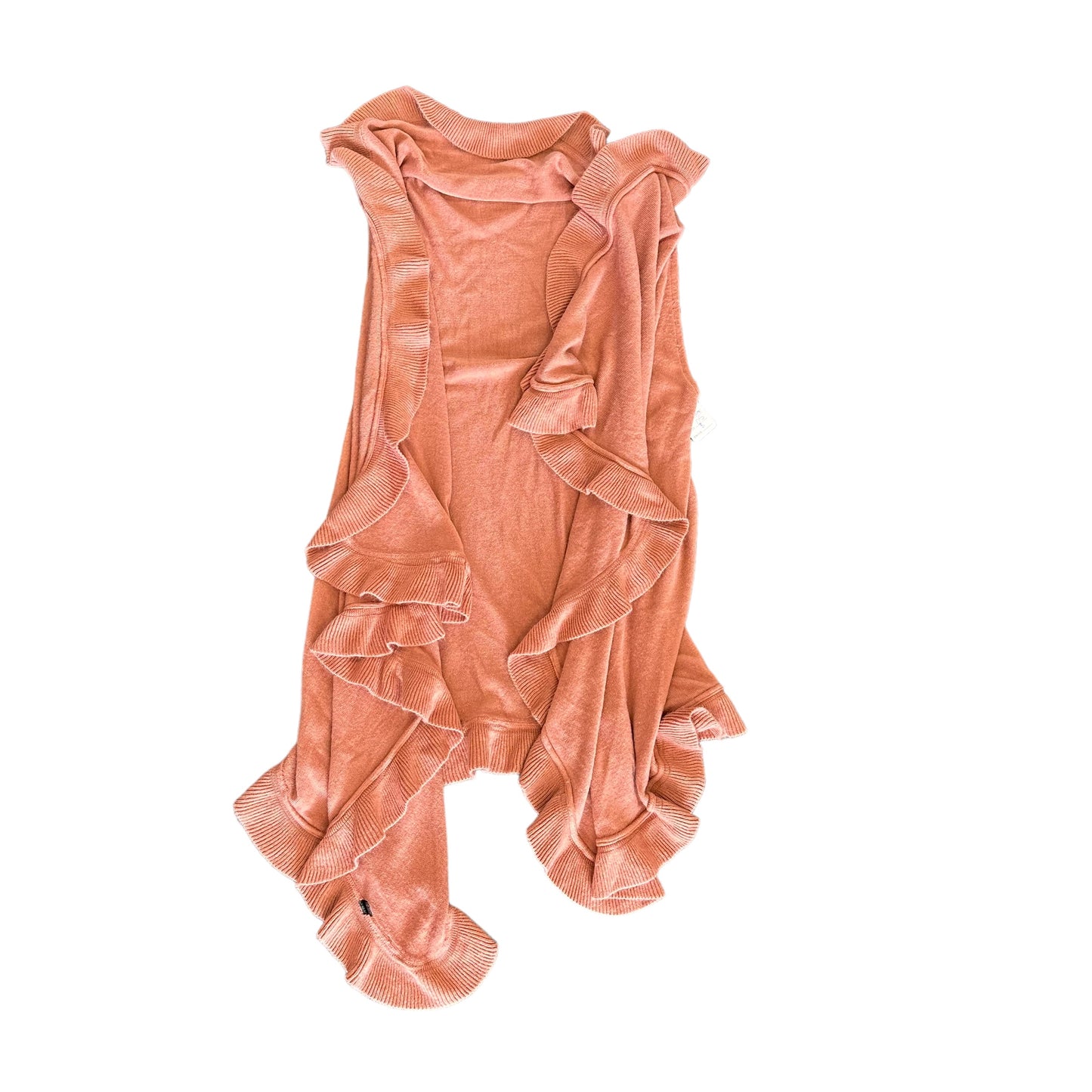 DUSTY ROSE KNIT VEST RUFFLE HEM - OS - 125