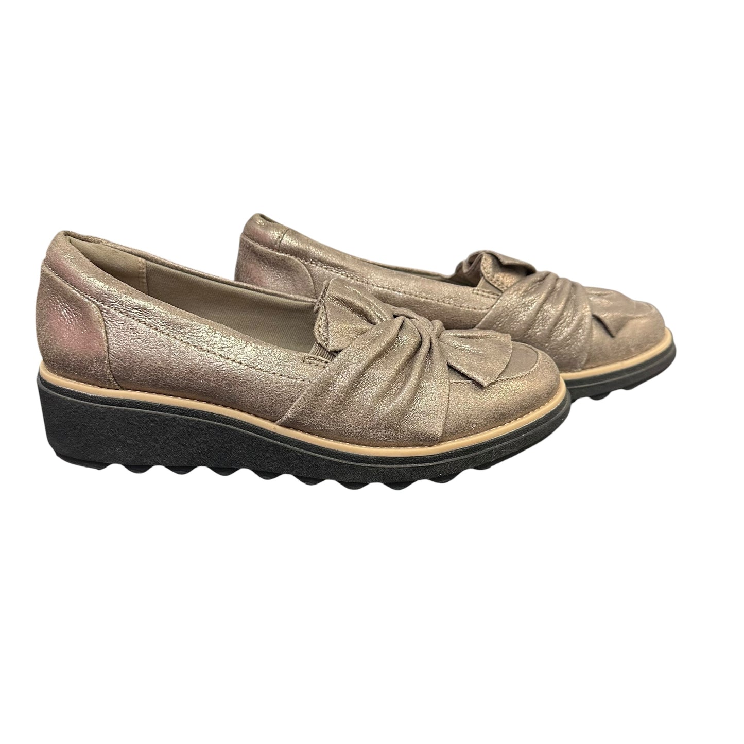 CLARKS COLLECTION METALLIC GOLD WEDGES 44 SZ 6
