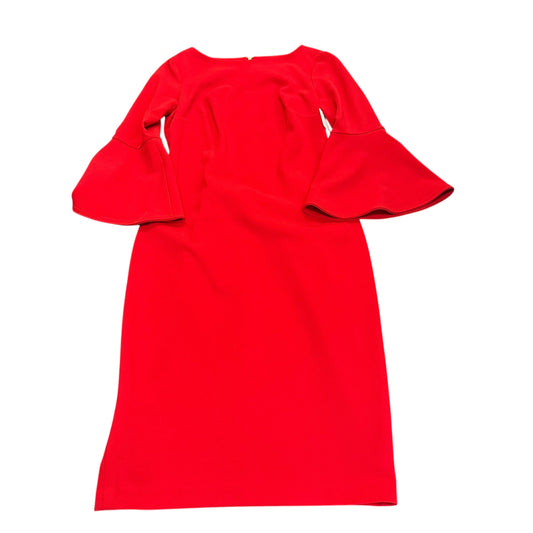 CALVIN KLEIN RED SHEATH DRESS BELL SLEEVES 38 SZ 2