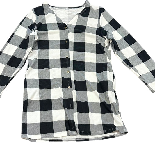 BLACK WHITE BUFFALO PLAID CARDIGAN 11 LARGE