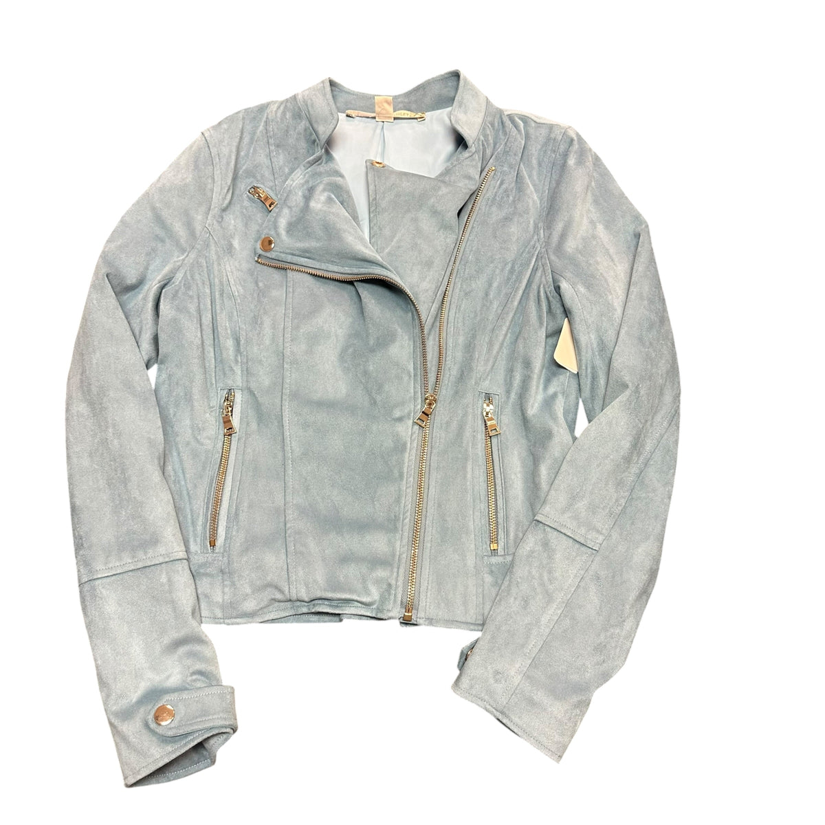 CHELSEA & VIOLET BLUE FAUX SUEDE MOTO JACKET 100 MEDIUM
