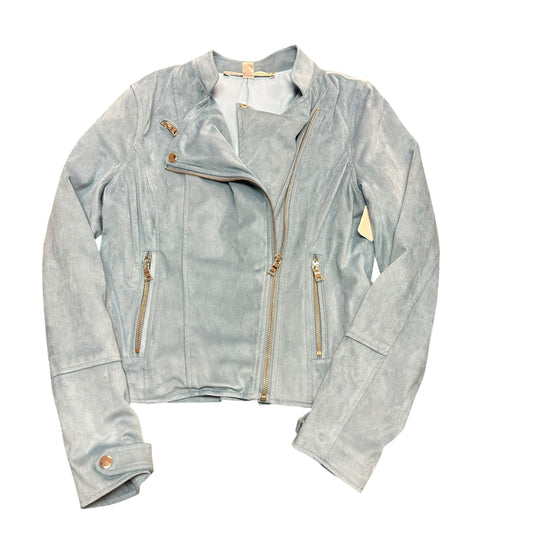CHELSEA & VIOLET BLUE FAUX SUEDE MOTO JACKET 100 MEDIUM